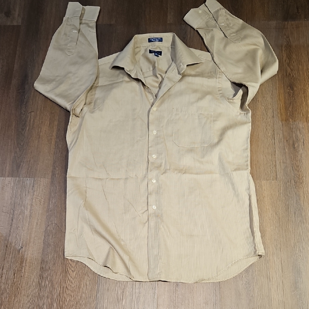 Paul Fredrick Light Tan Casual Button Down Shirt